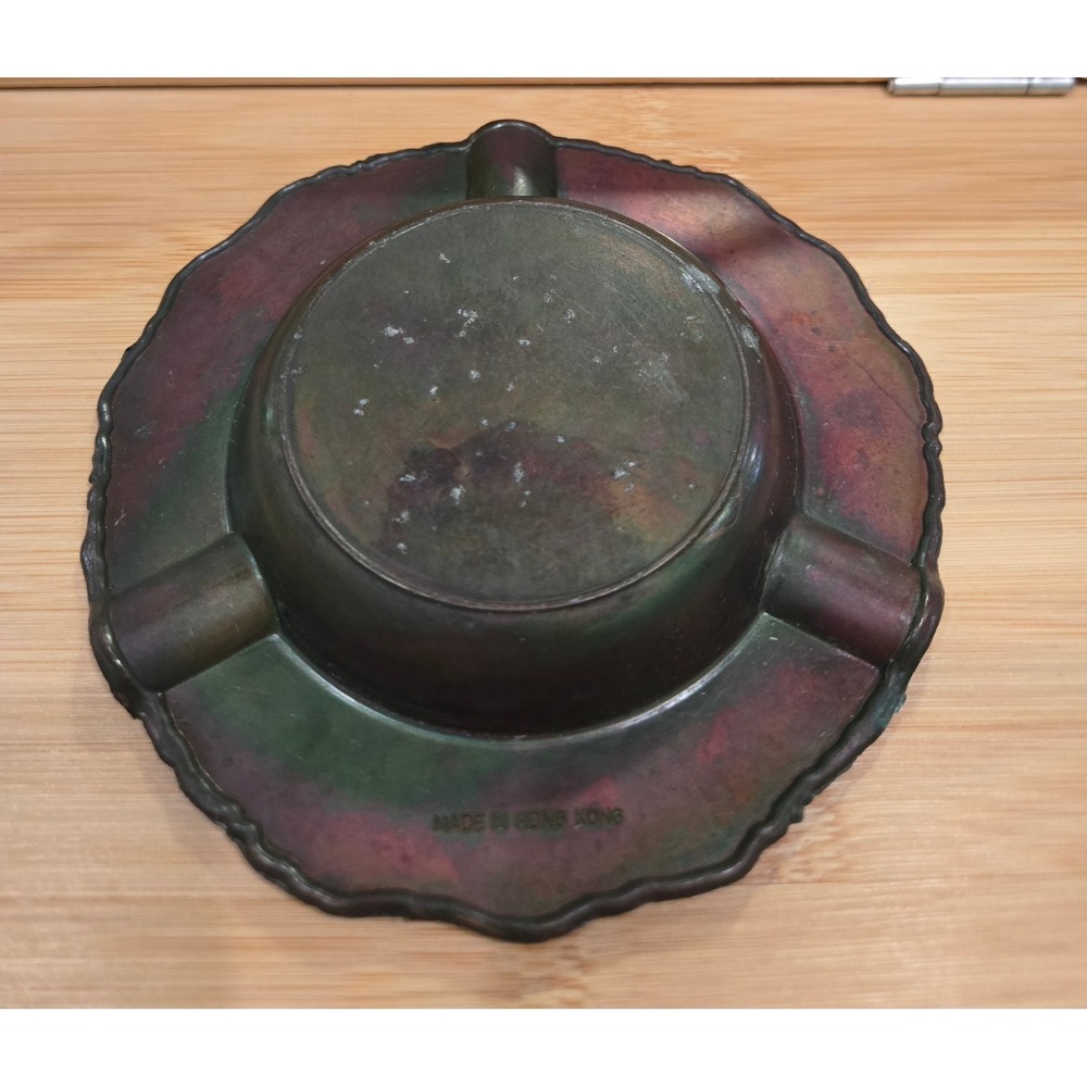 Vintage Florida Souvenir Metal Ashtray Embossed Copper Tone Made in Hong Kong 5" - Picture 3 of 5